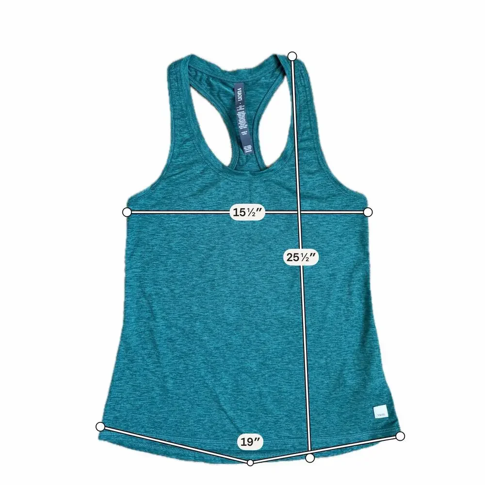 Vuori Lux Performance Racerback Tank Top Teal Green Blue Small Heathered Workout - Picture 7 of 7